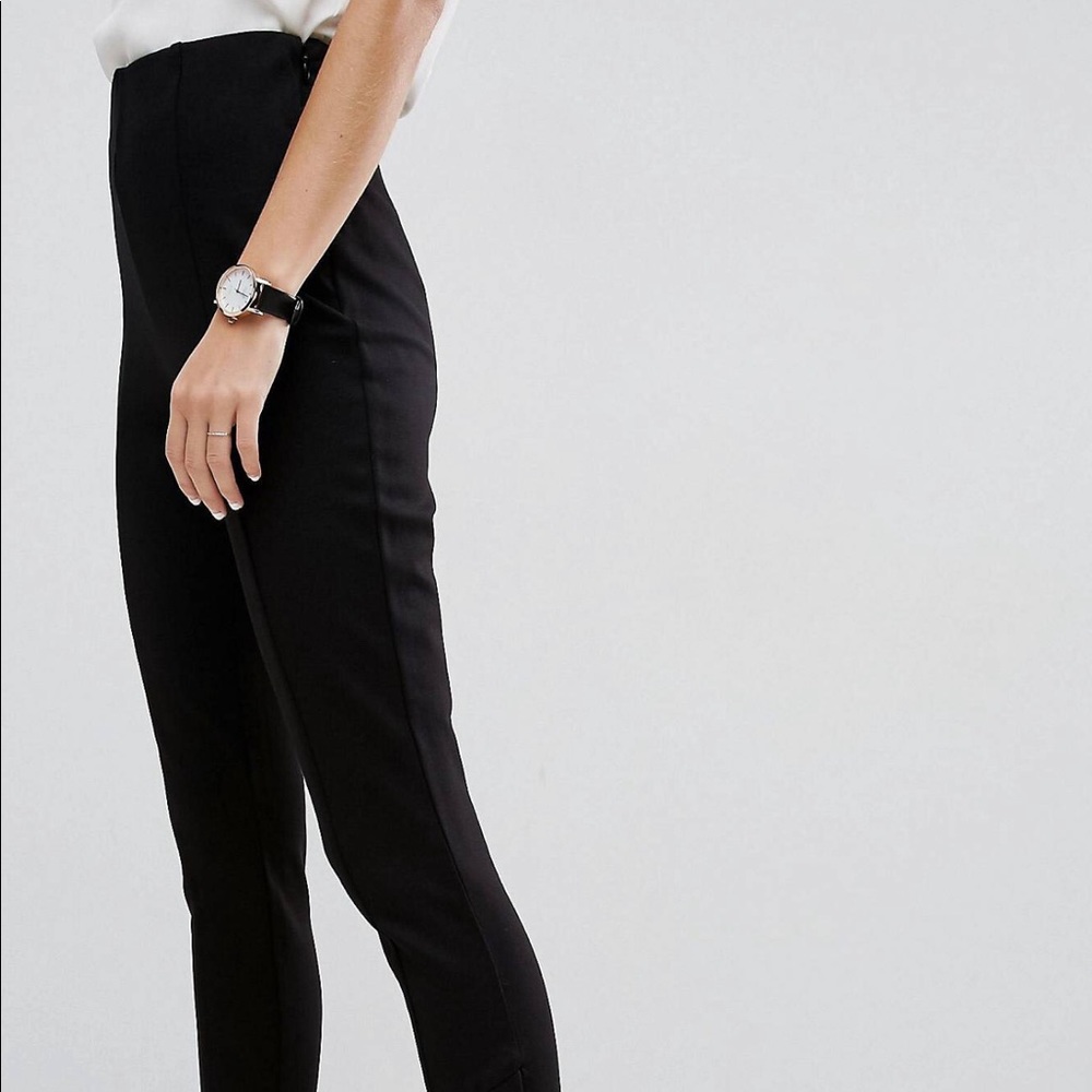 ASOS High-waisted ankle zip pants in black